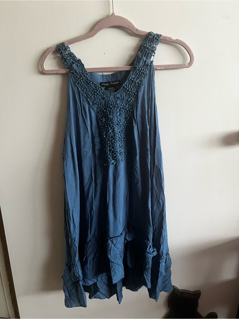 Simply Irresistible Blue Beaded Sleeveless Camisole